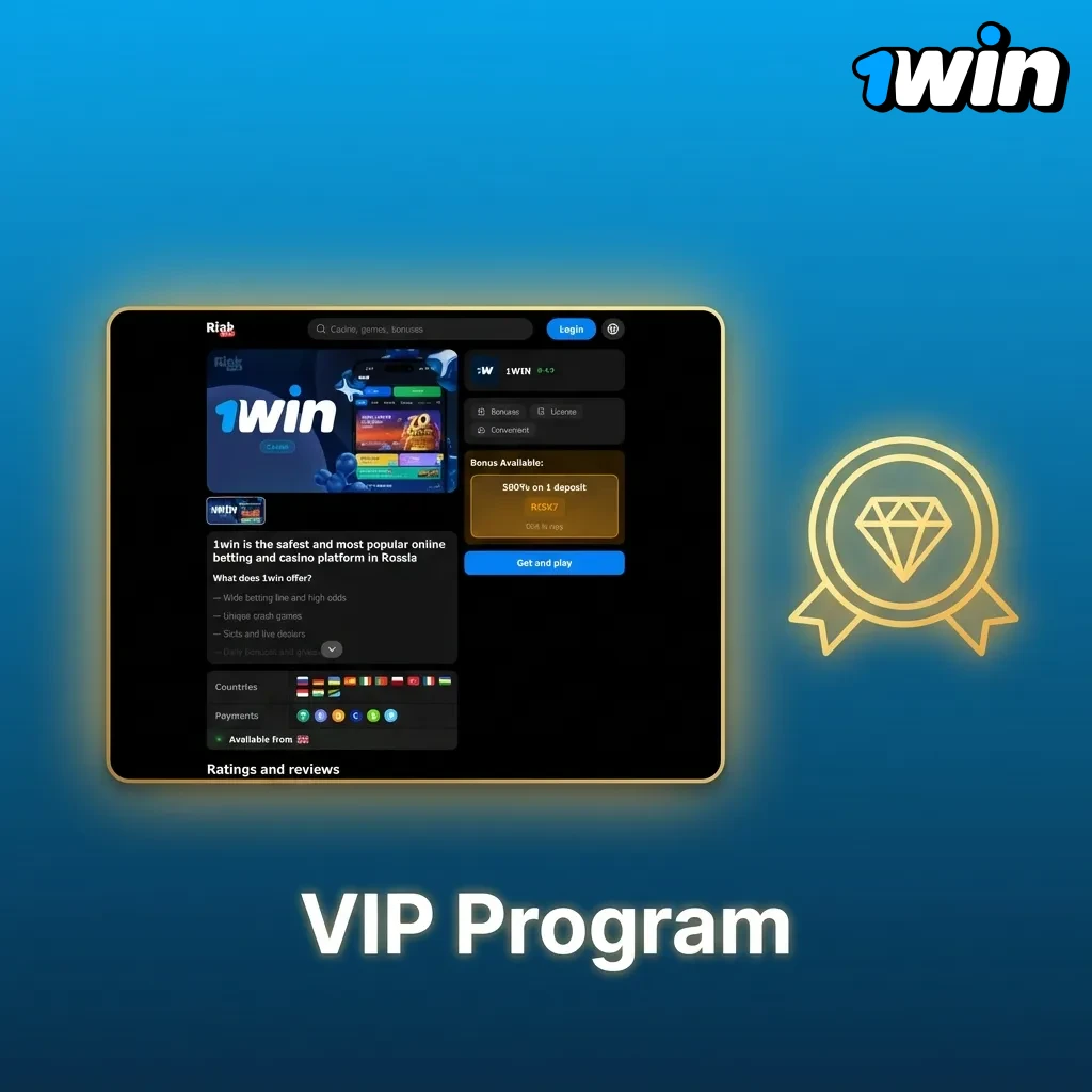 1win VIP loyalty program showing six membership tiers from Bronze to VIP Legend with exclusive rewards and benefits