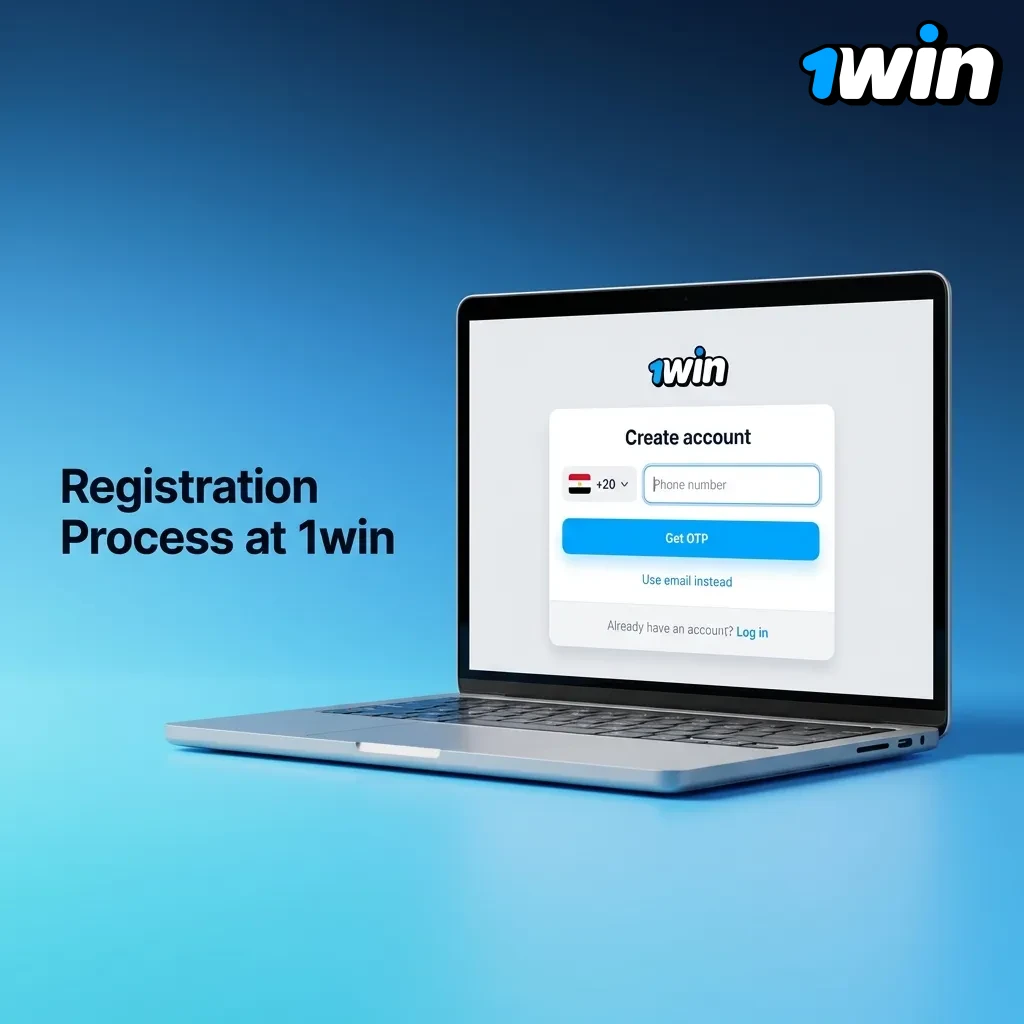 1win registration form showing sign-up button, email/phone entry fields, and account creation steps